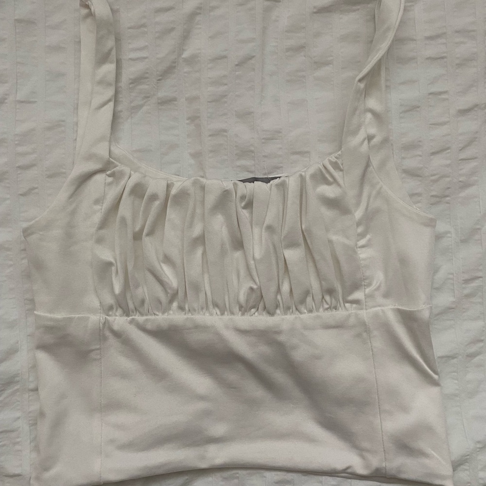 White Ruched Women's Top - Picture 4 of 5